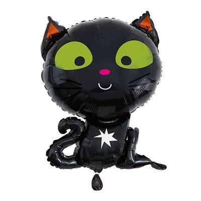 Black Cat - 25&quot; Helium Filled Foil Balloon, Ribbon