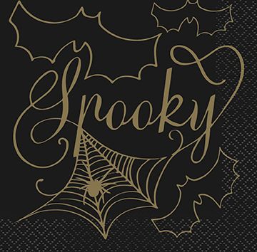 Black &amp; Gold Spider Web - Beverage Napkins 16ct