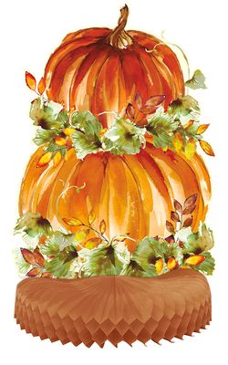 Watercolor Fall Pumpkin - Honeycomb Centerpiece