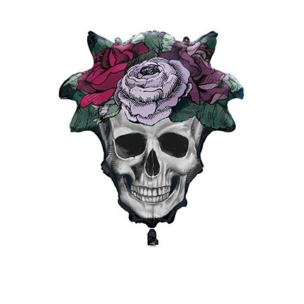 Floral Skeleton - 21&quot; Helium Filled Foil Balloon, Ribbon