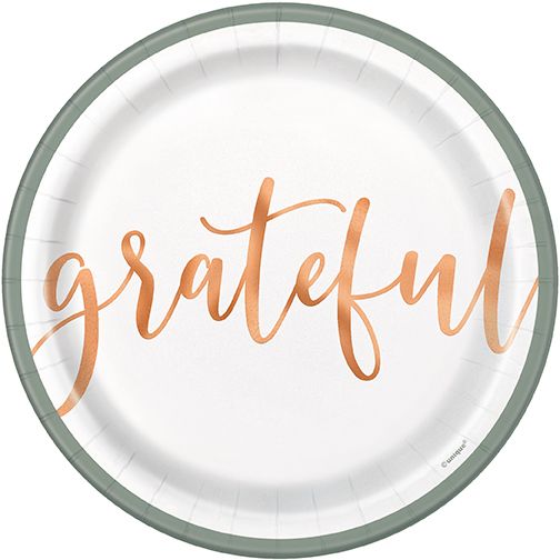 Modern Pastel Thanksgiving - 7&quot; Plate with Foil 8ct