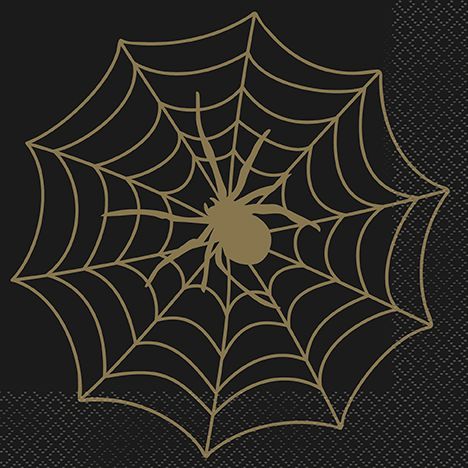 Black &amp; Gold Spider Web - Lunch Napkins 16ct