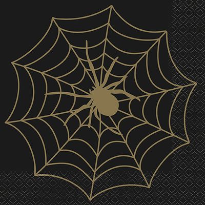 Black &amp; Gold Spider Web - Lunch Napkins 16ct