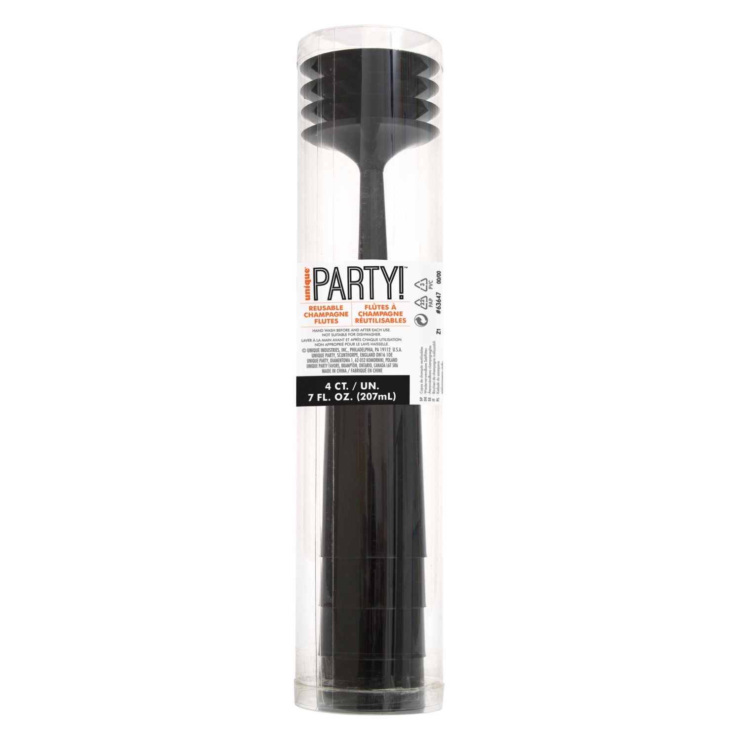 Black Plastic Champagne Flute 4ct