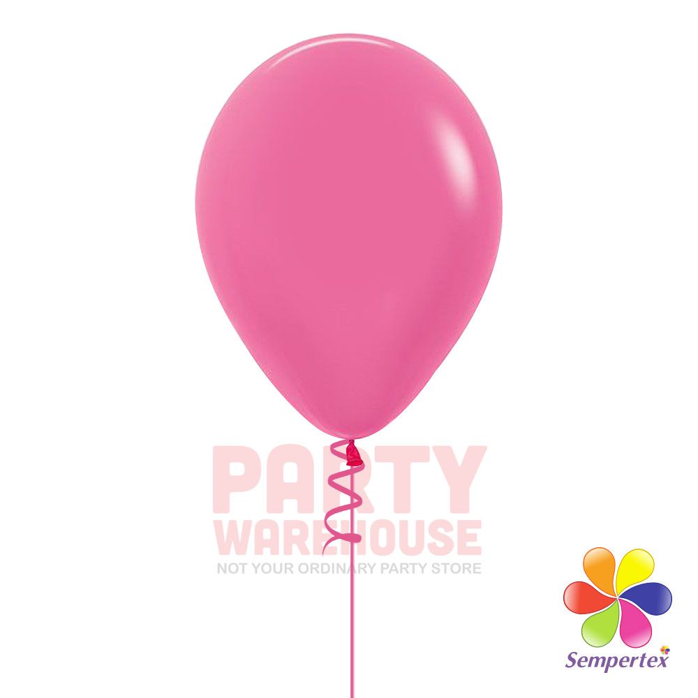 Neon Magenta 11" Helium Filled Latex Balloon and Ribbon