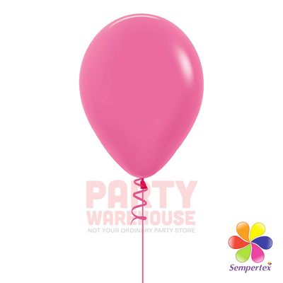 Neon Magenta 11" Helium Filled Latex Balloon and Ribbon