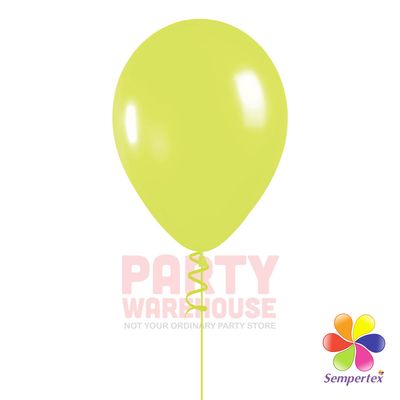 Neon Yellow 11" Helium Filled Latex Balloon and Ribbon