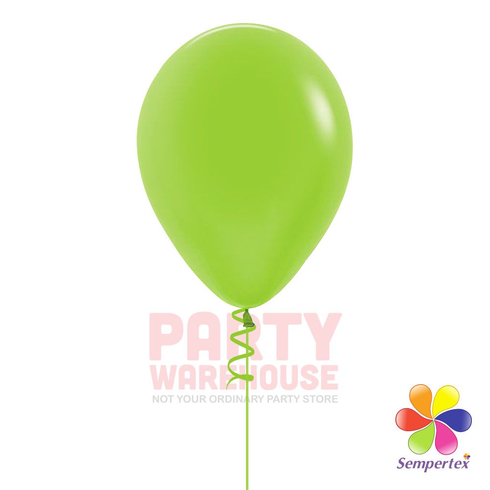 Neon Green 11" Helium Filled Latex Balloon and Ribbon