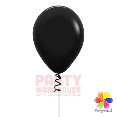 Deluxe Black 11&quot; Helium Filled Latex Balloon and Ribbon