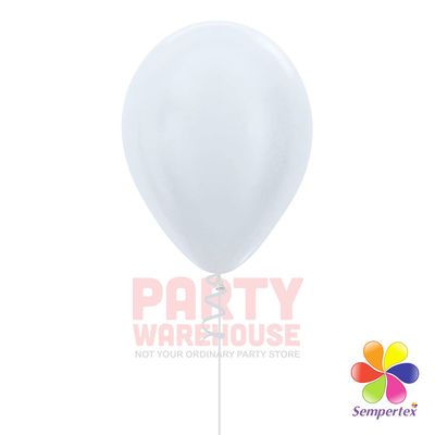 Pearl White 11&quot; Helium Filled Latex Balloon and Ribbon