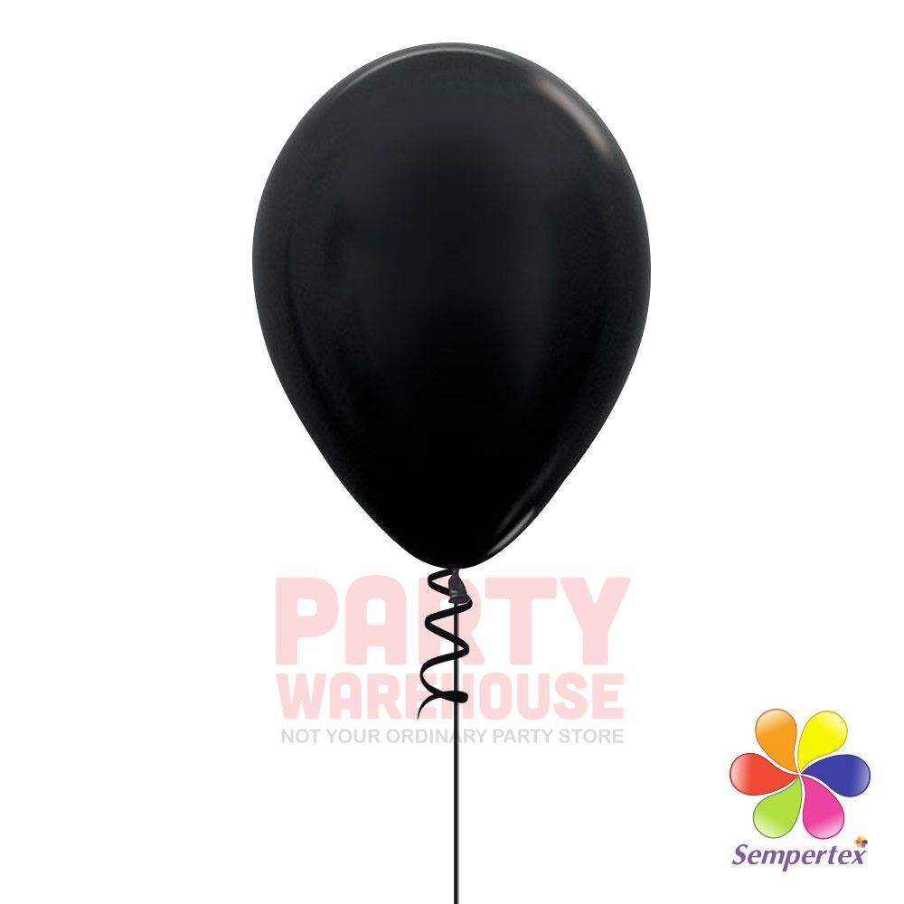 Metallic Black 11&quot; Helium Filled Latex Balloon and Ribbon