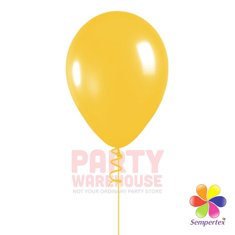 Metallic Yellow 11&quot; Helium Filled Latex Balloon and Ribbon