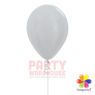 Metallic Silver 11&quot; Helium Filled Latex Balloon and Ribbon