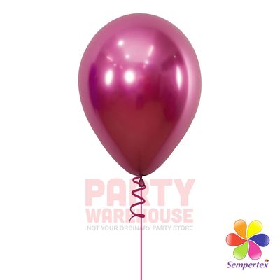 Reflex Fuchsia 11&quot; Helium Filled Latex Balloon and Ribbon