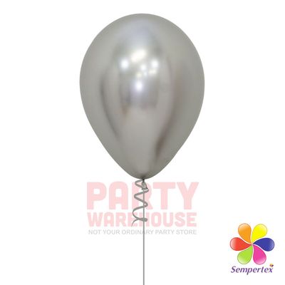 Reflex Silver 11&quot; Helium Filled Latex Balloon and Ribbon