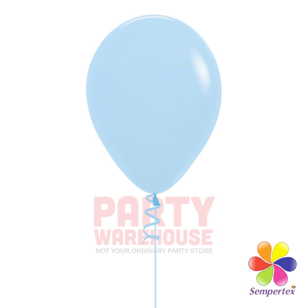 Pastel Matte Blue 11&quot; Helium Filled Latex Balloon and Ribbon