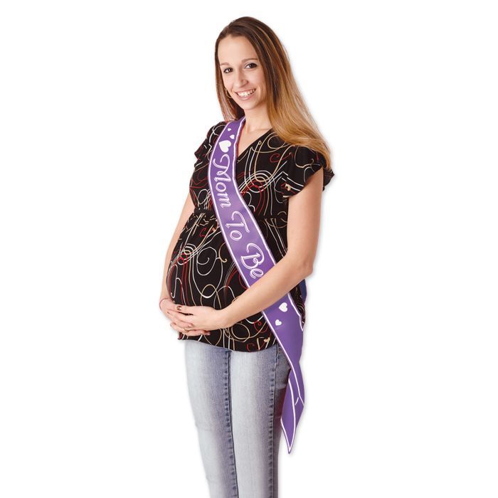 Mom To Be Satin Sash Purple