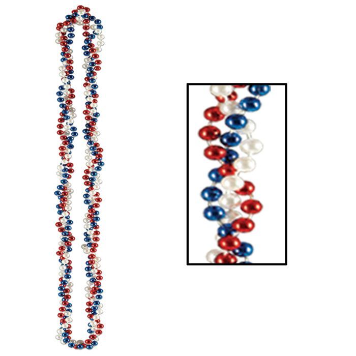 Braided Beads - Red/White/Blue