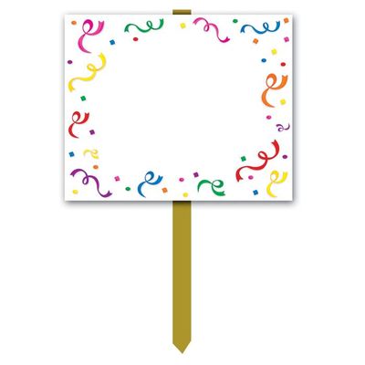 Blank Yard Sign with Confetti and Streamers Border 12&quot; x 15&quot;