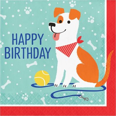Dog Party HBD Luncheon Napkins 16ct
