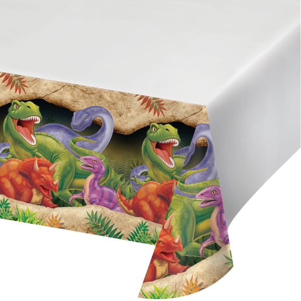 Dino Blast Rectangular Plastic Tablecover 54&quot; X 108&quot;