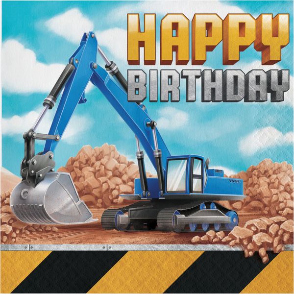 Big Dig Construction HB Luncheon Napkins 16ct