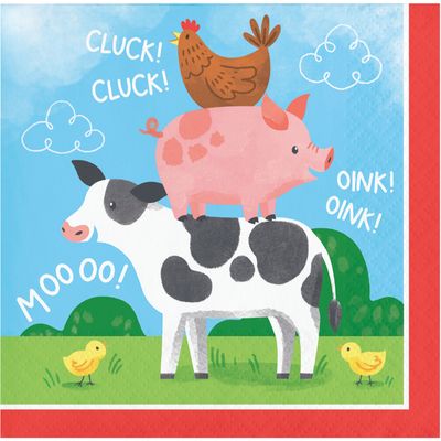 Farm Animals Beverage Napkins 16ct