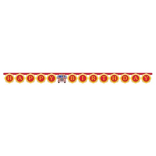 Flaming Fire Truck Banner