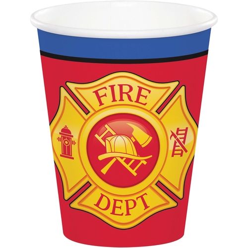 Flaming Fire Truck 9oz Cups 8ct