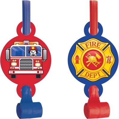 Flaming Fire Truck Blowouts 8ct
