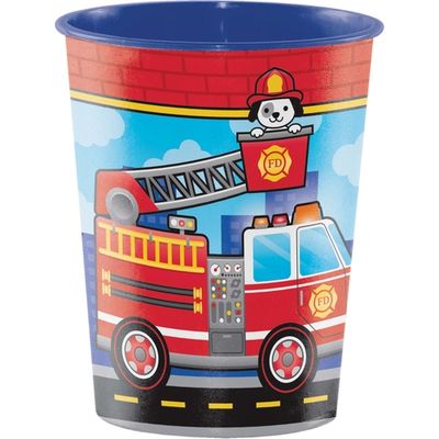 Flaming Fire Truck 16oz Favor Cup