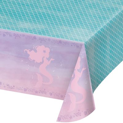 Mermaid Shine Rectangular Plastic Tablecover 54&quot; X 108&quot;
