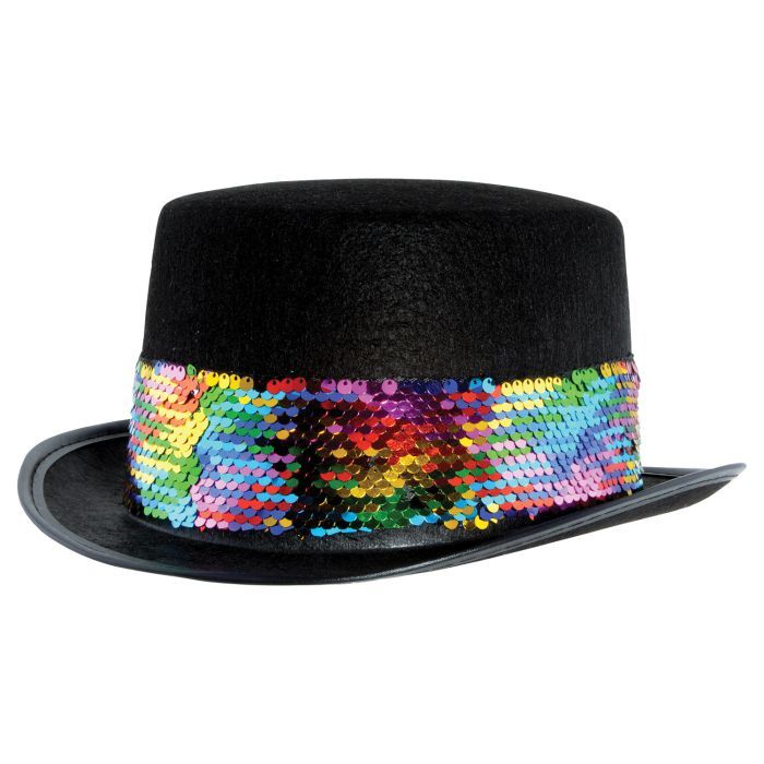 Rainbow Sequin Band Top Hat