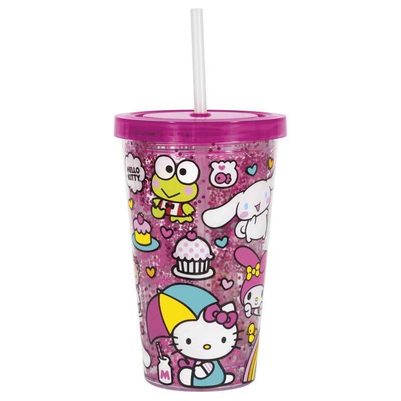 Hello Kitty &amp; Friends - 16oz Plastic Tumbler W/Straw