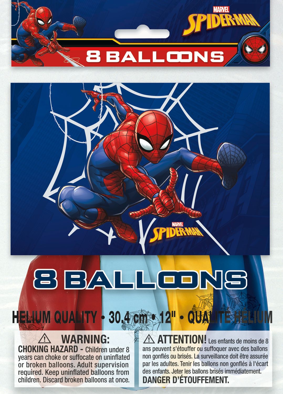 Spider-Man - 12&quot; Latex Balloons 8ct