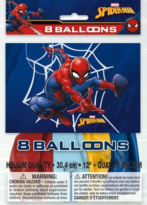 Spider-Man - 12&quot; Latex Balloons 8ct