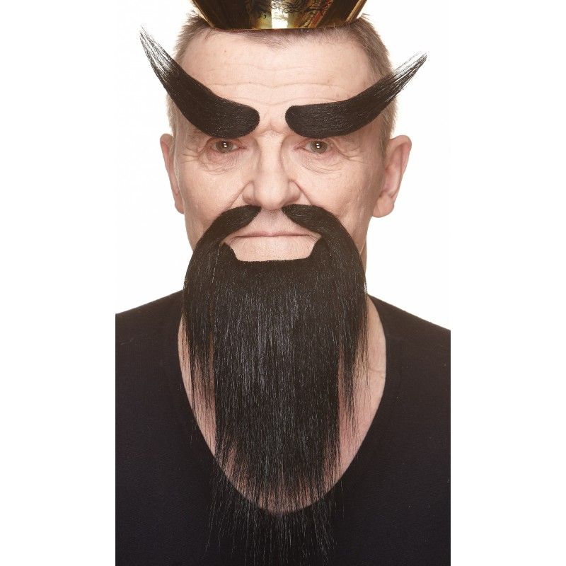 Fu Manchu w/Beard and Brow - , Color: Black