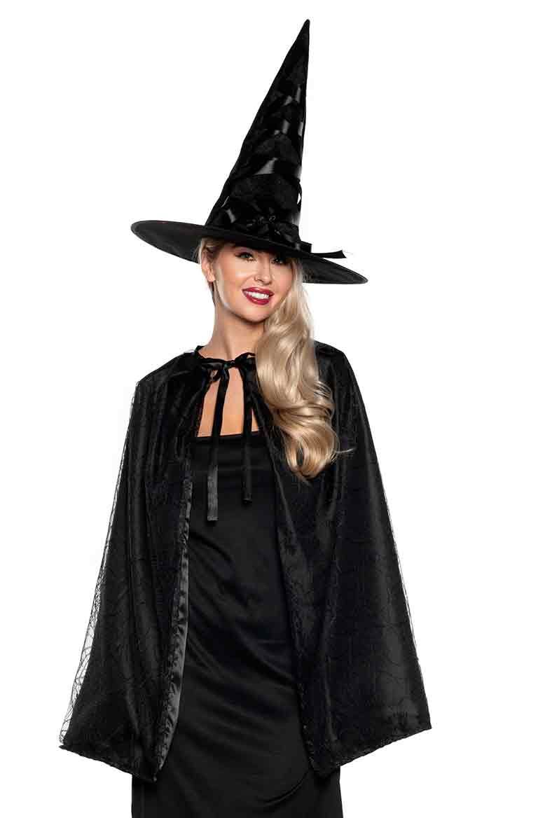 Black Witch Cape &amp; Hat Set