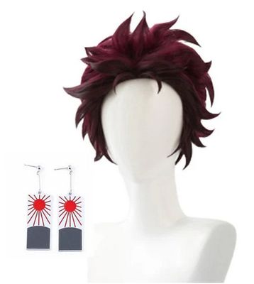 Demon Slayer - Tanjiro Kamado Wig w/ Earring