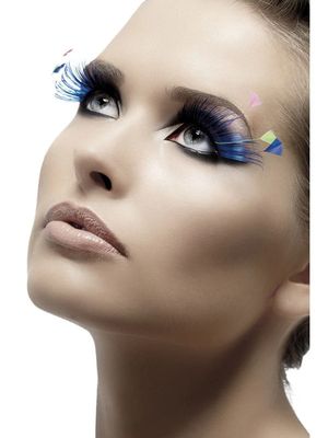 Eyelashes Blue with Feather Plumes