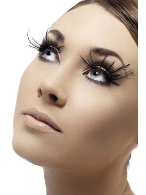 Eyelashes Black with Feather Plumes