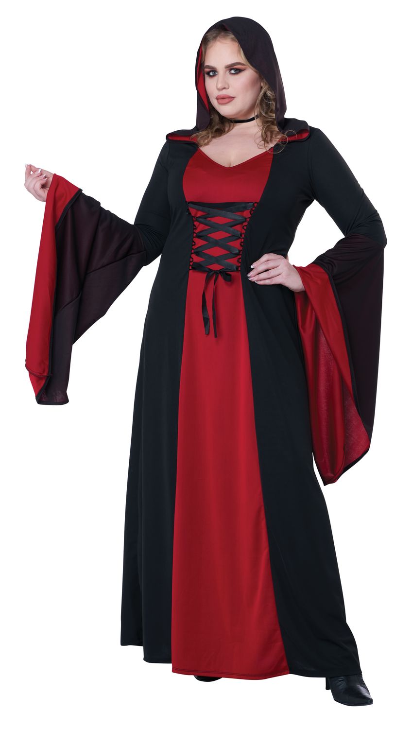 Deluxe Hooded Robe Red, Attribute: Womens, Size: Plus 1X 16-18