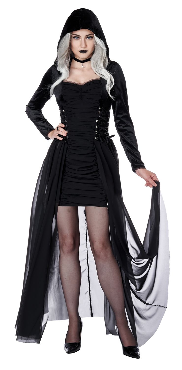 Gothic Hooded Dress, Attribute: Womens, Size: Large 10-12