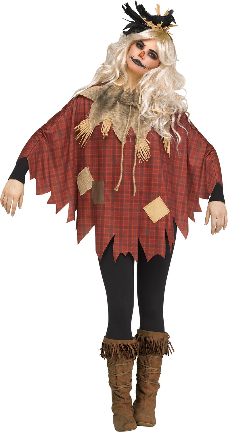 Womens Poncho - Scary Scarecrow One Size