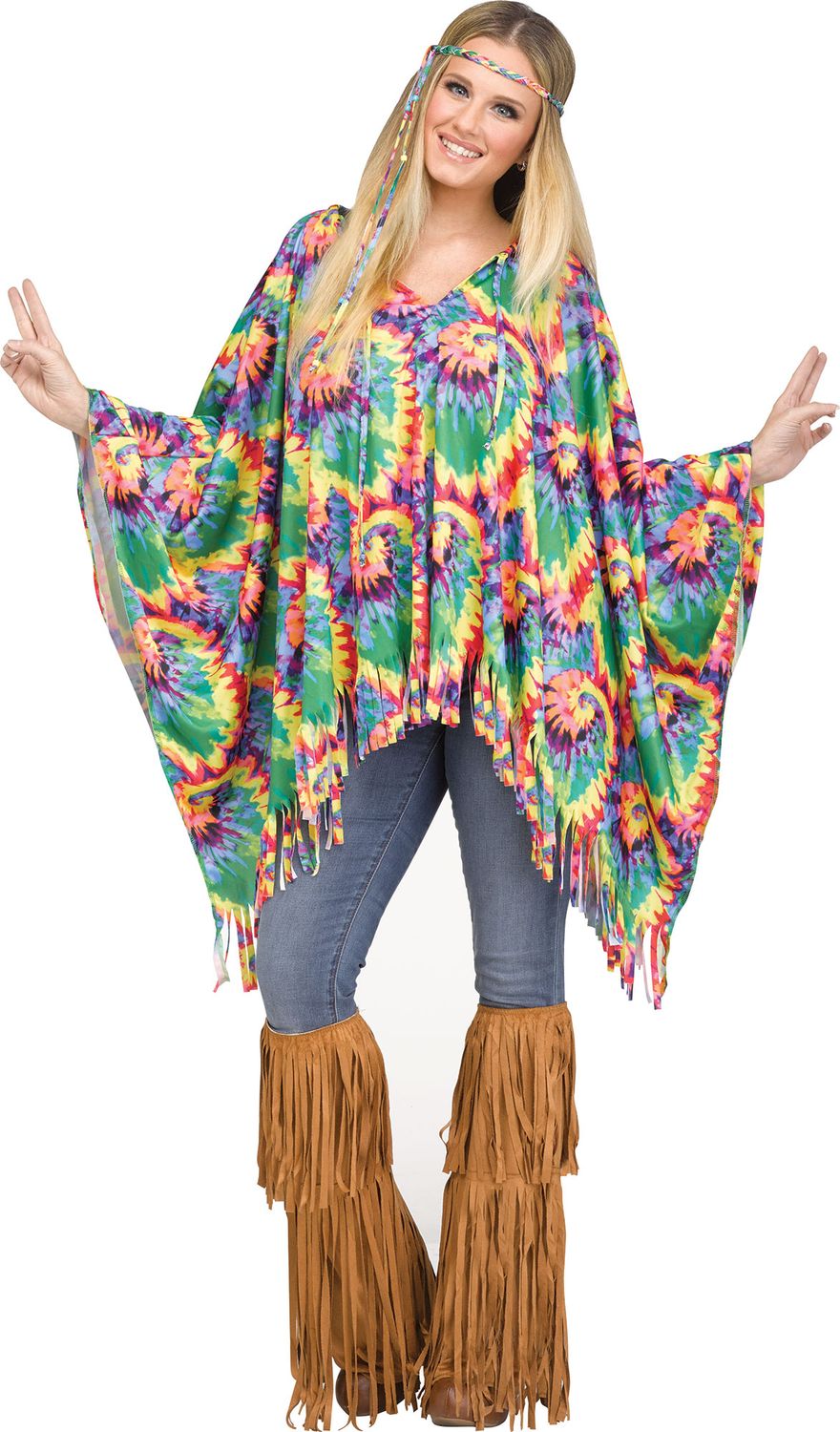 Tie-Dye Hippie Poncho Womens One Size