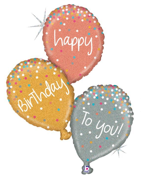 Rose Gold Bday Balloons - 40&quot; Helium Filled Foil Balloon, Ribbon