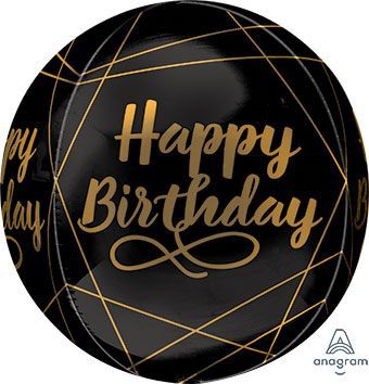 Elegant Birthday Orbz - 15&quot; Helium Filled Foil Balloon, Ribbon