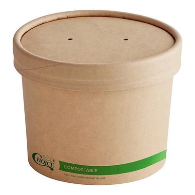 Kraft Paper Food Cup W/Lid - 12 oz EcoChoice 25 Ct
