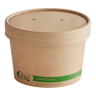 Kraft Paper Food Cup W/Lid - 8 oz EcoChoice 25 Ct
