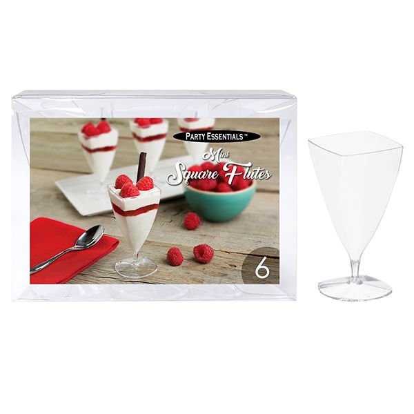 Mini Square Flutes Clear 3oz - 6ct